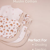 Neutral Rainbow Muslin Baby Bibs, 8 Pc