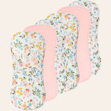 Pink Floral Muslin Burp Cloths, 6 pc