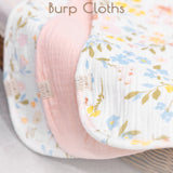 Pink Floral Muslin Burp Cloths, 6 pc