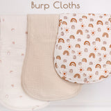 Neutral Rainbow Muslin Burp Cloths, 6 Pc