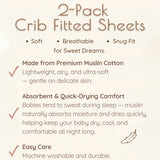 Neutral Rainbow Muslin Crib Sheets, 2 pc