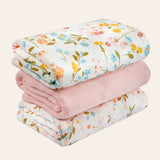Floral Muslin Swaddle Blankets, 3 pc