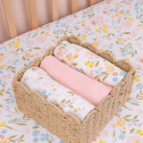 Floral Muslin Swaddle Blankets, 3 pc