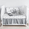 My Little Zone - 5 Piece Neutral Crib Bedding Set (White & Grey)