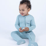 Neutral Blue Baby Pajamas Sleep and Play
