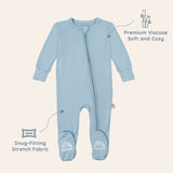 Neutral Blue Baby Pajamas Sleep and Play