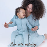 Neutral Blue Baby Pajamas Sleep and Play