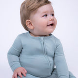 Neutral Blue Footless Baby Pajamas
