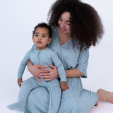 Neutral Blue Maternity Dress