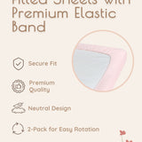 Botanical Pink Fitted Crib Sheets Girl, 2 Pc