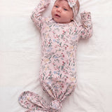 Botanical Pink Knotted Baby Gowns, 2 Pc