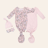 Botanical Pink Knotted Baby Gowns, 2 Pc