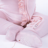 Pink Ruffled Baby Sleeper Footie