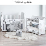 My Little Zone - 5 Piece Neutral Crib Bedding Set (White & Grey)