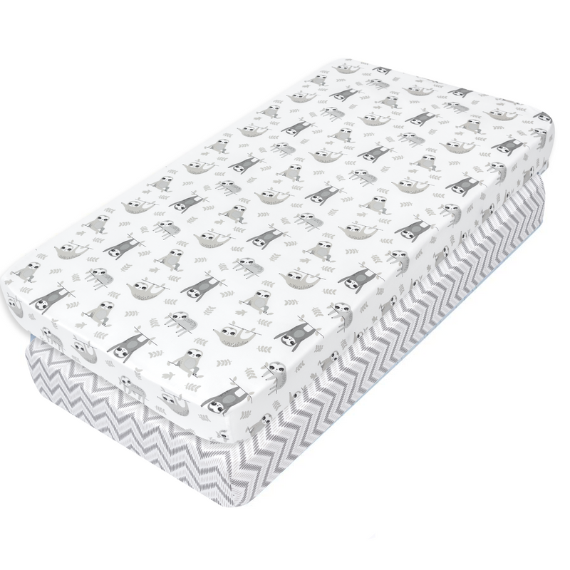 My Little Zone 2 Pack Crib Fitted Sheets (White - Grey)