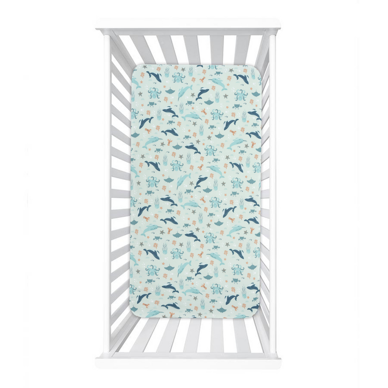 My Little Zone 2 Pack Crib Fitted Sheets  (Teal - White)