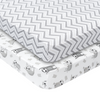 My Little Zone 2 Pack Crib Fitted Sheets (White - Grey)